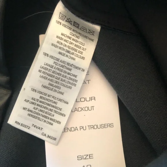 French Connection Wide Leg Trousers Faux Leather Black "Crolenda" Style Size 12 - Picture 11 of 14